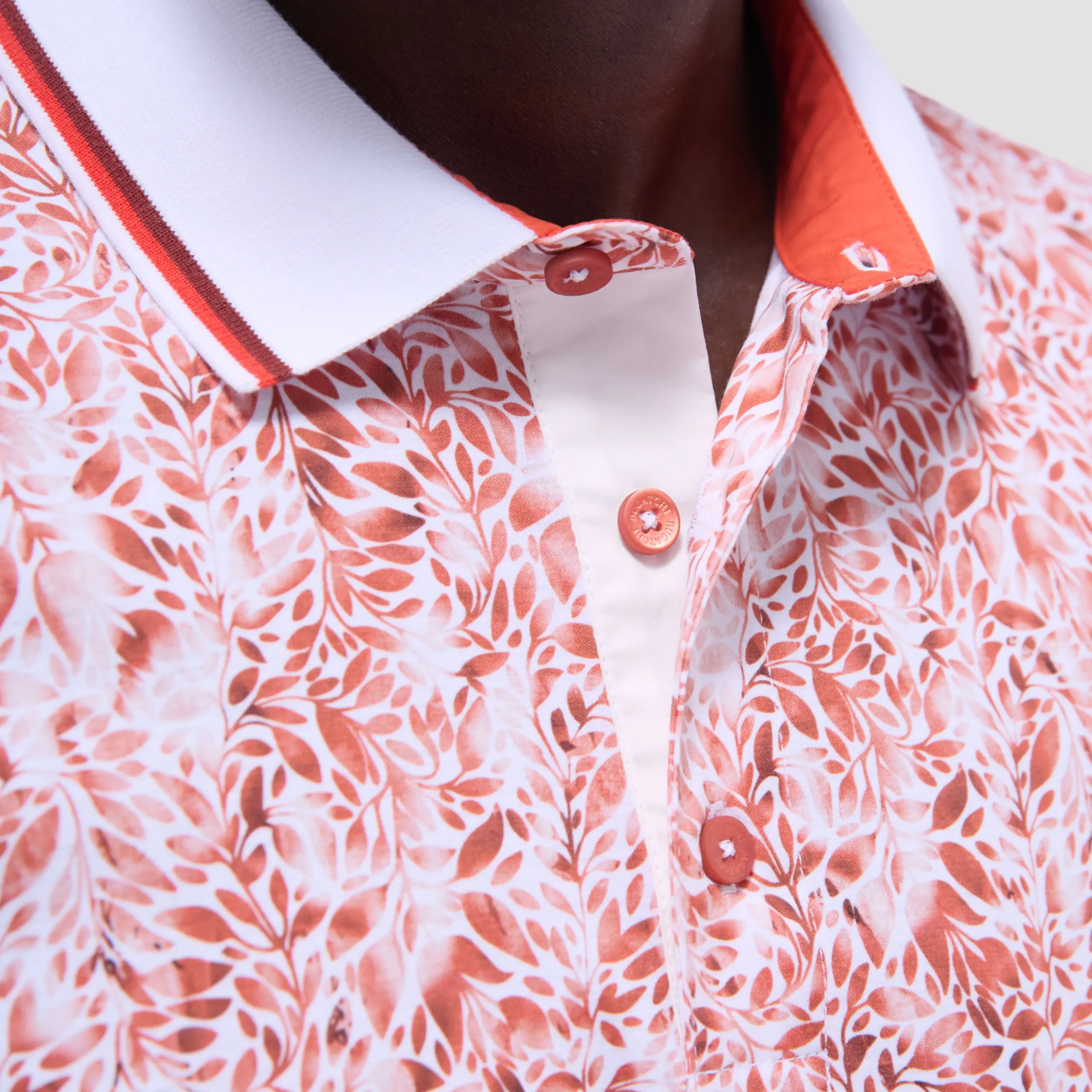 Leaf Print Polo Shirt