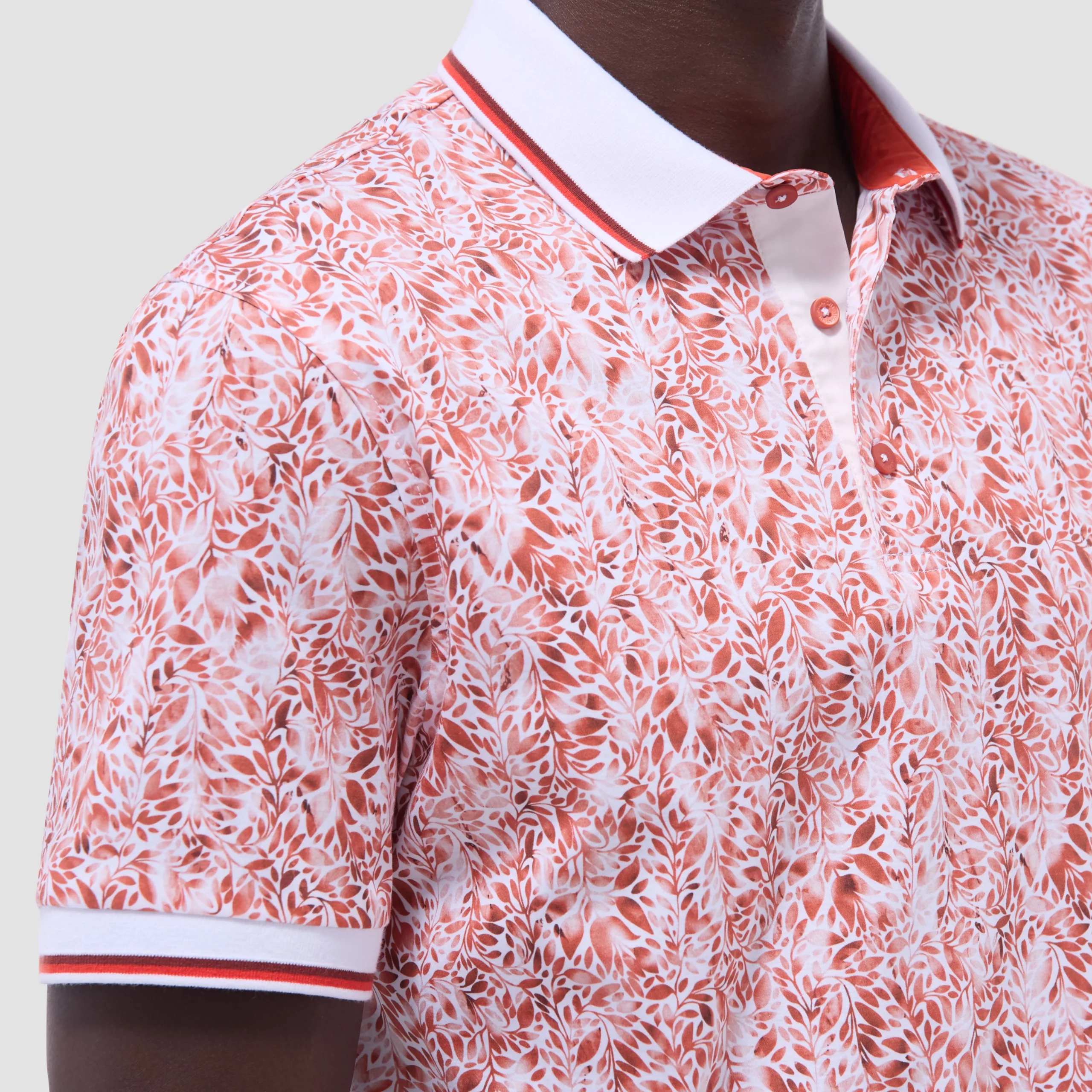 Leaf Print Polo Shirt