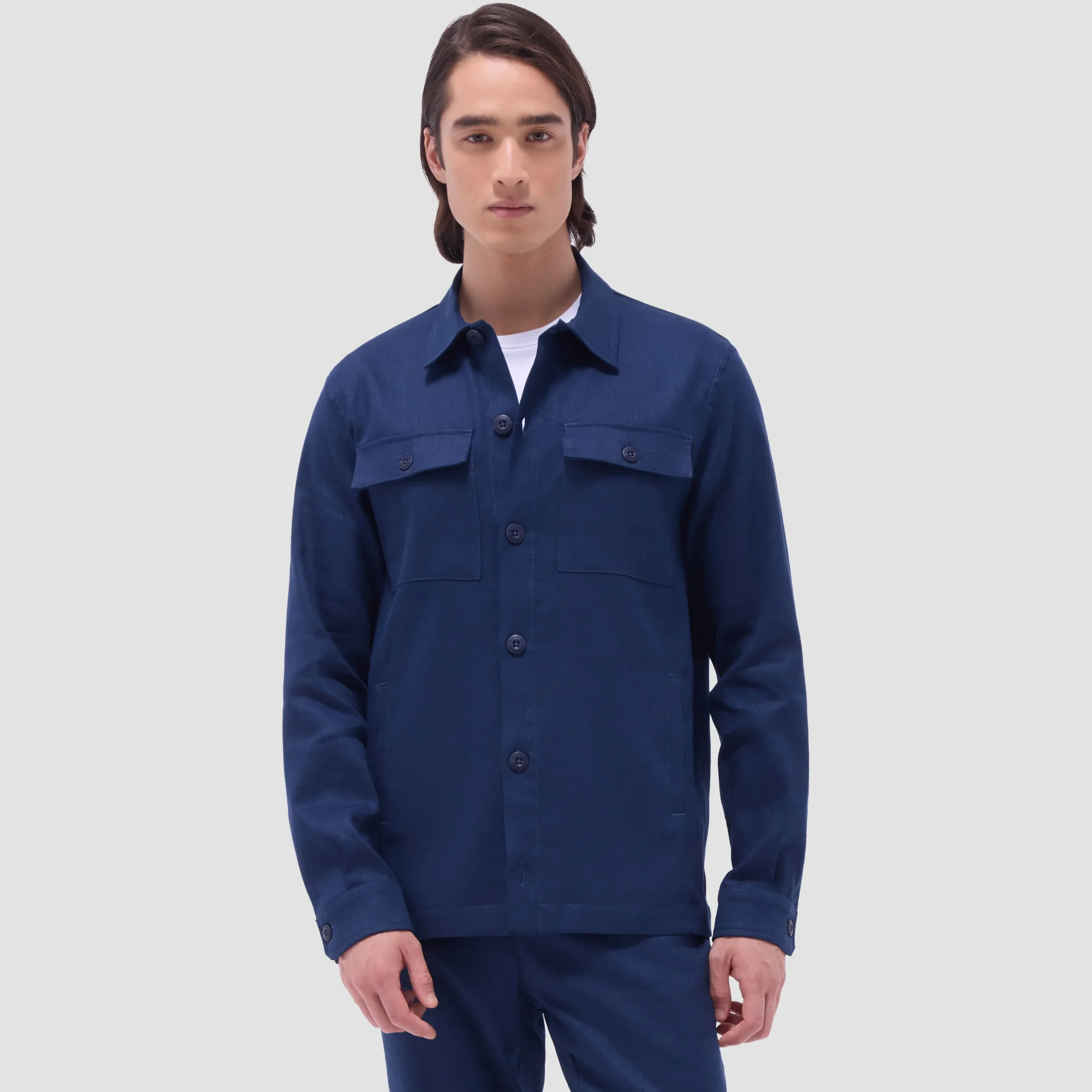 Linen-Cotton Shirt Jacket