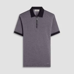 Micro Check Quarter-Zip Polo Shirt