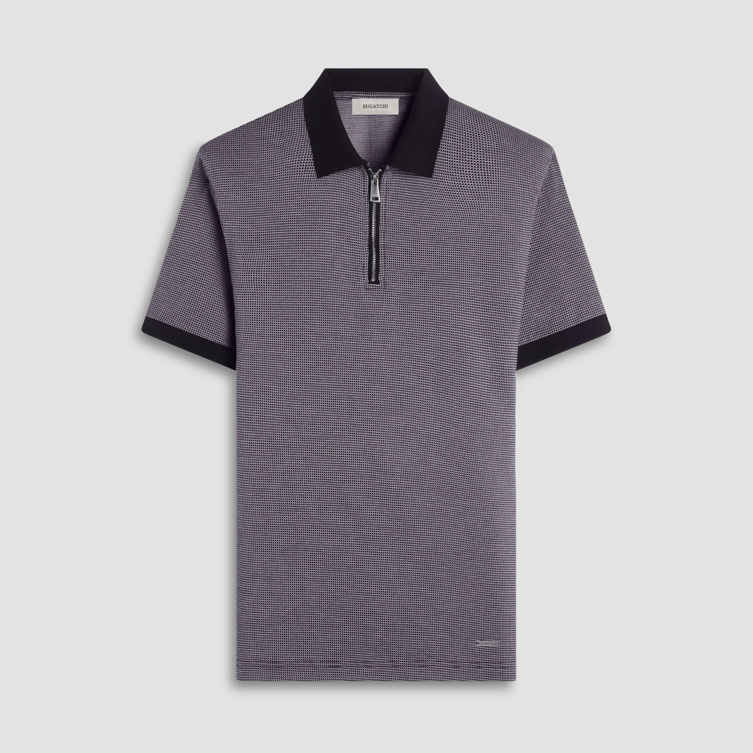 Micro Check Quarter-Zip Polo Shirt