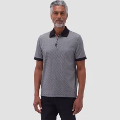 Micro Check Quarter-Zip Polo Shirt