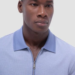 Micro Check Quarter-Zip Polo Shirt