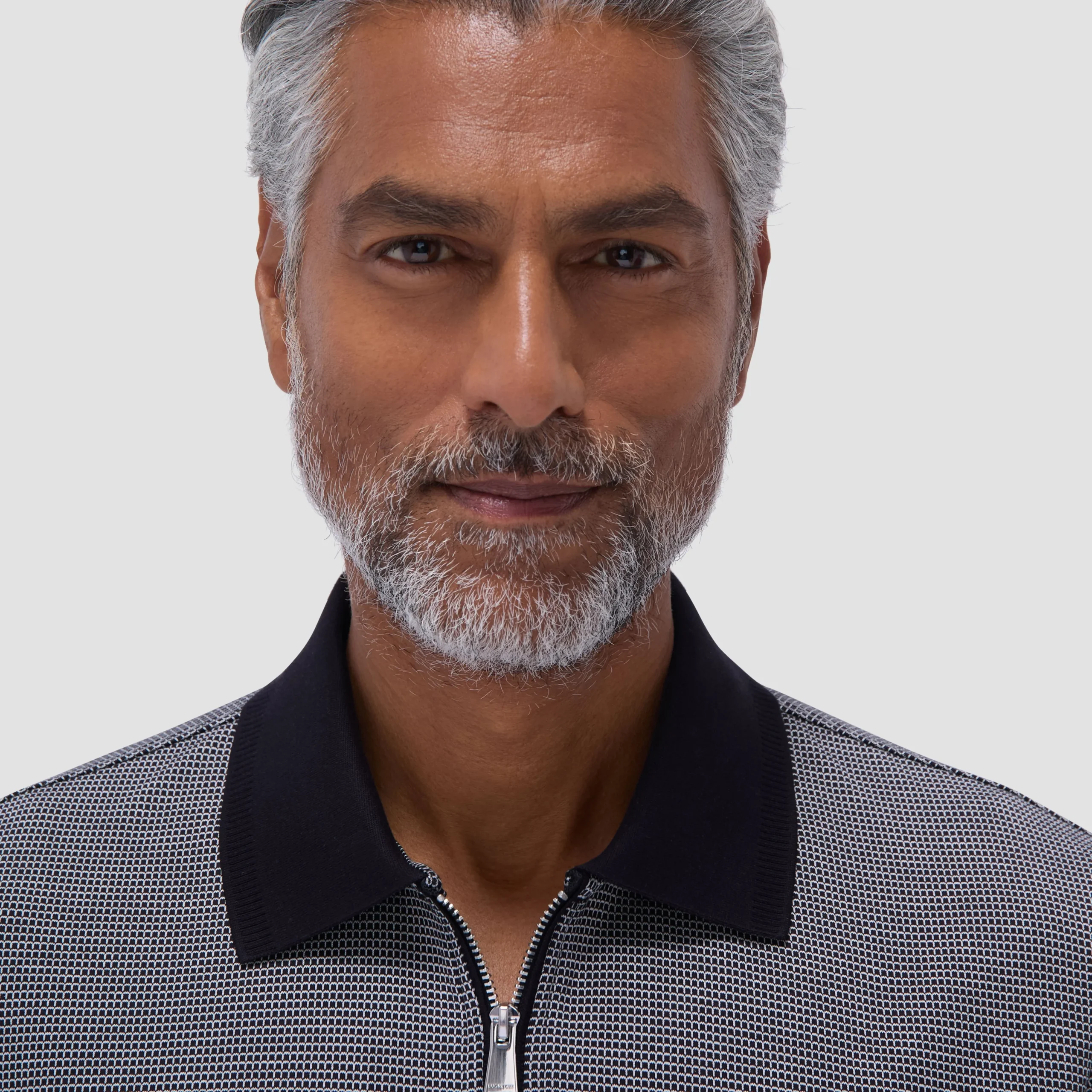 Micro Check Quarter-Zip Polo Shirt