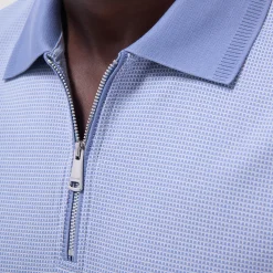Micro Check Quarter-Zip Polo Shirt