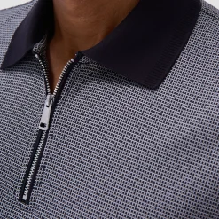 Micro Check Quarter-Zip Polo Shirt