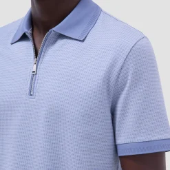 Micro Check Quarter-Zip Polo Shirt