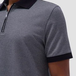 Micro Check Quarter-Zip Polo Shirt
