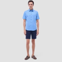 Miles Feather Print OoohCotton Short-Sleeve Shirt