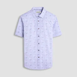 Miles Leaf Print OoohCotton Short-Sleeve Shirt