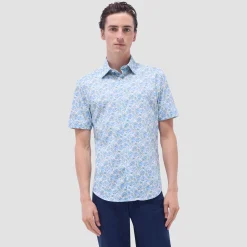 Miles Leaf Print OoohCotton Short-Sleeve Shirt