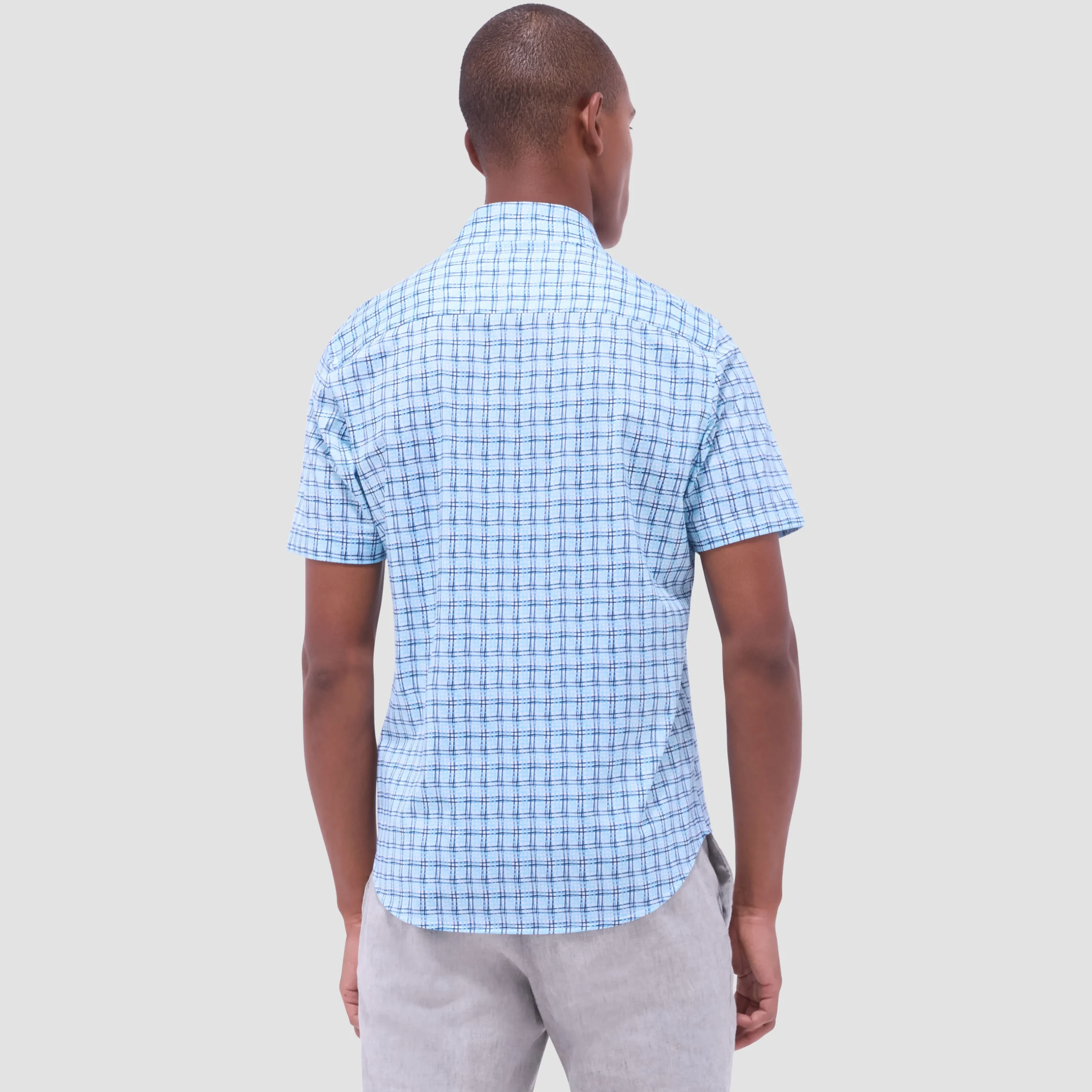 Miles Windowpane OoohCotton Short-Sleeve Shirt