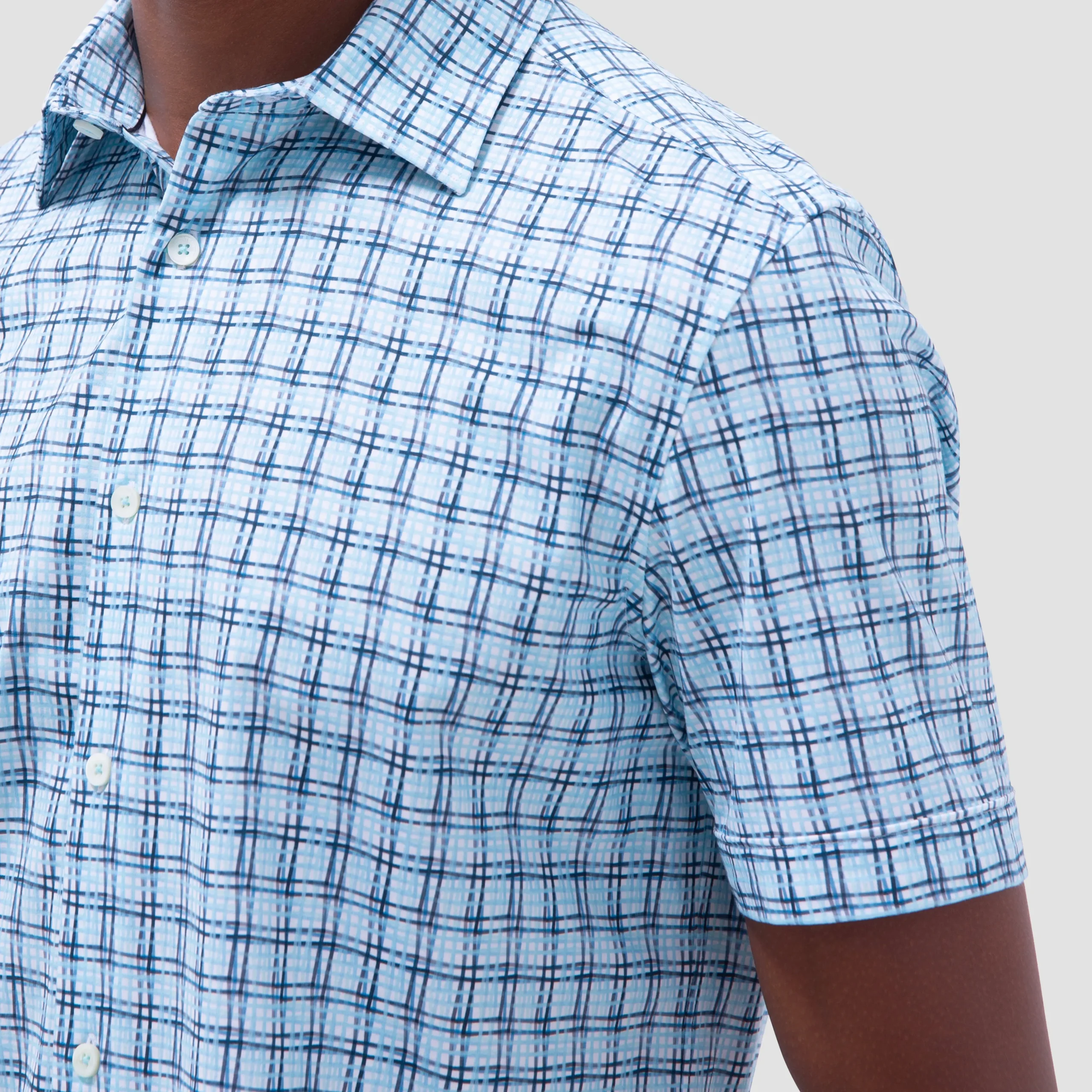 Miles Windowpane OoohCotton Short-Sleeve Shirt