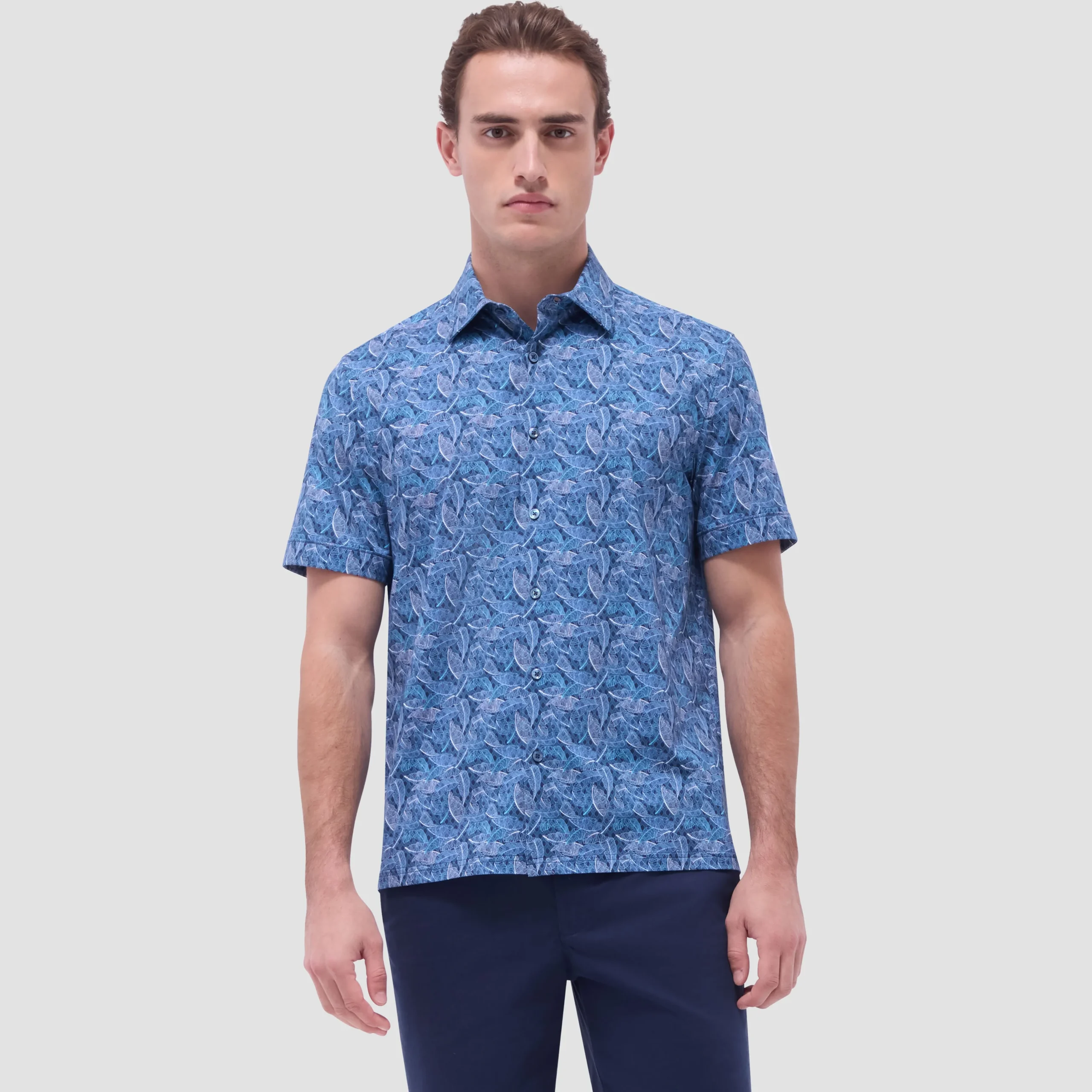 Milo Leaf Print OoohCotton Short-Sleeve Shirt