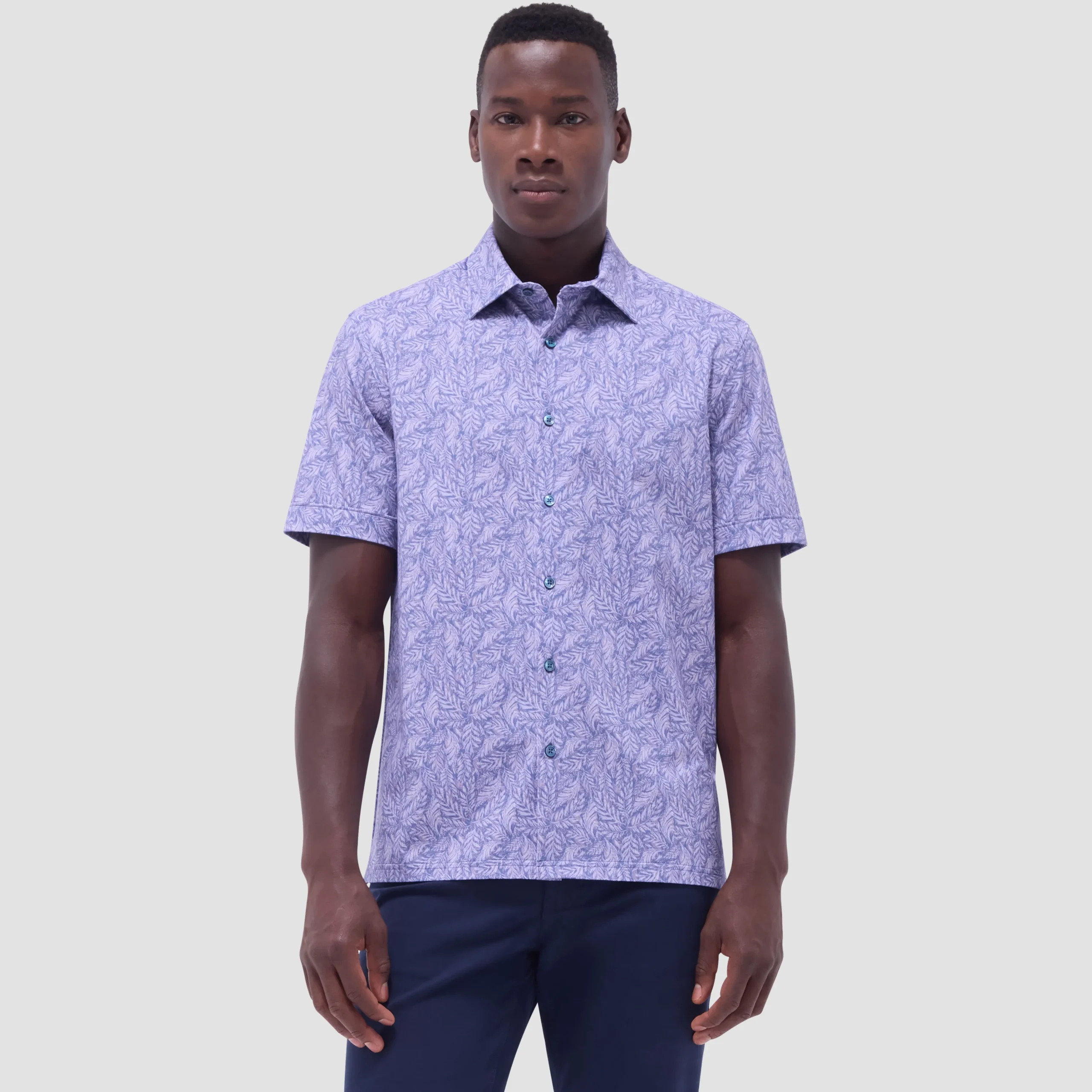 Milo Leaf Print OoohCotton Short-Sleeve Shirt