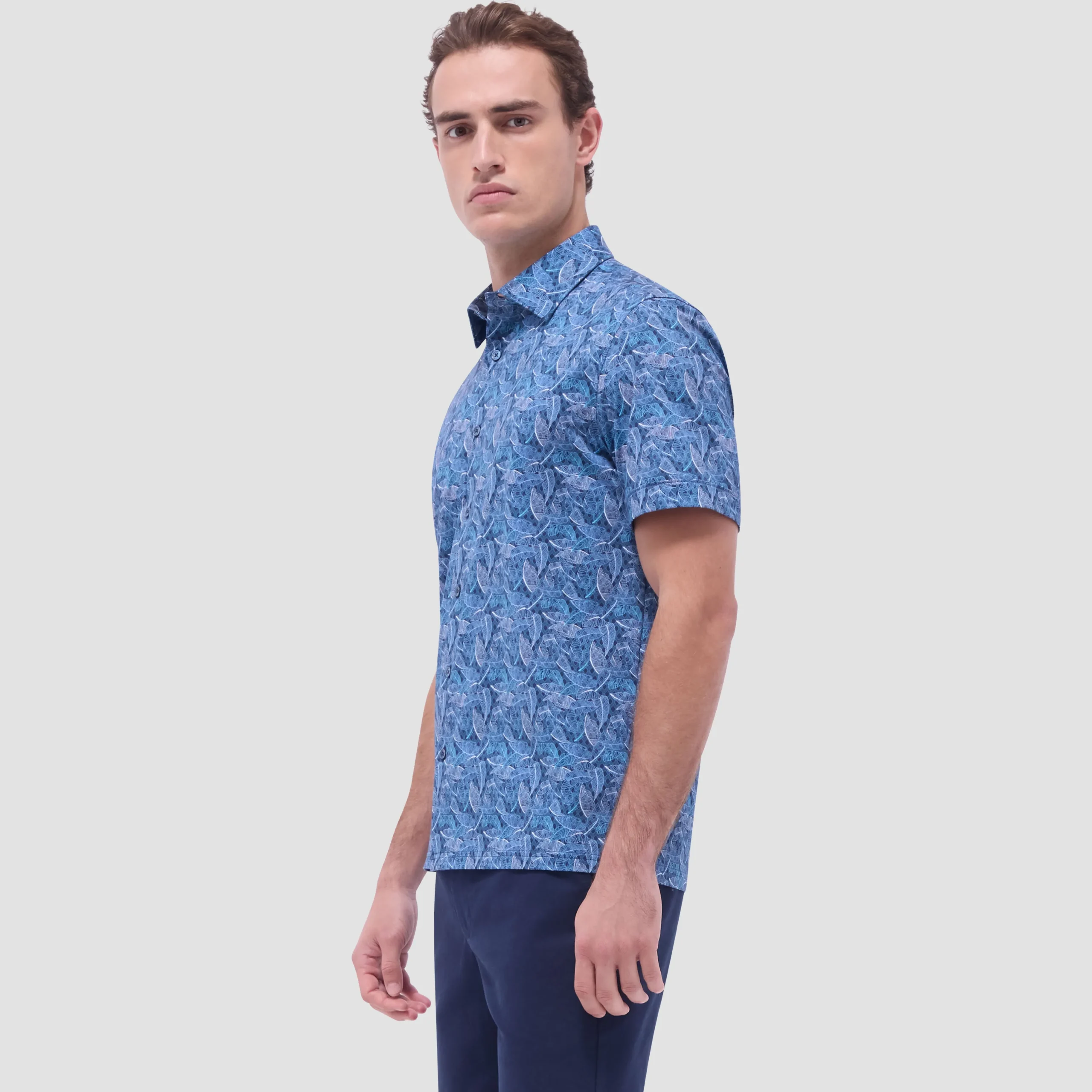 Milo Leaf Print OoohCotton Short-Sleeve Shirt