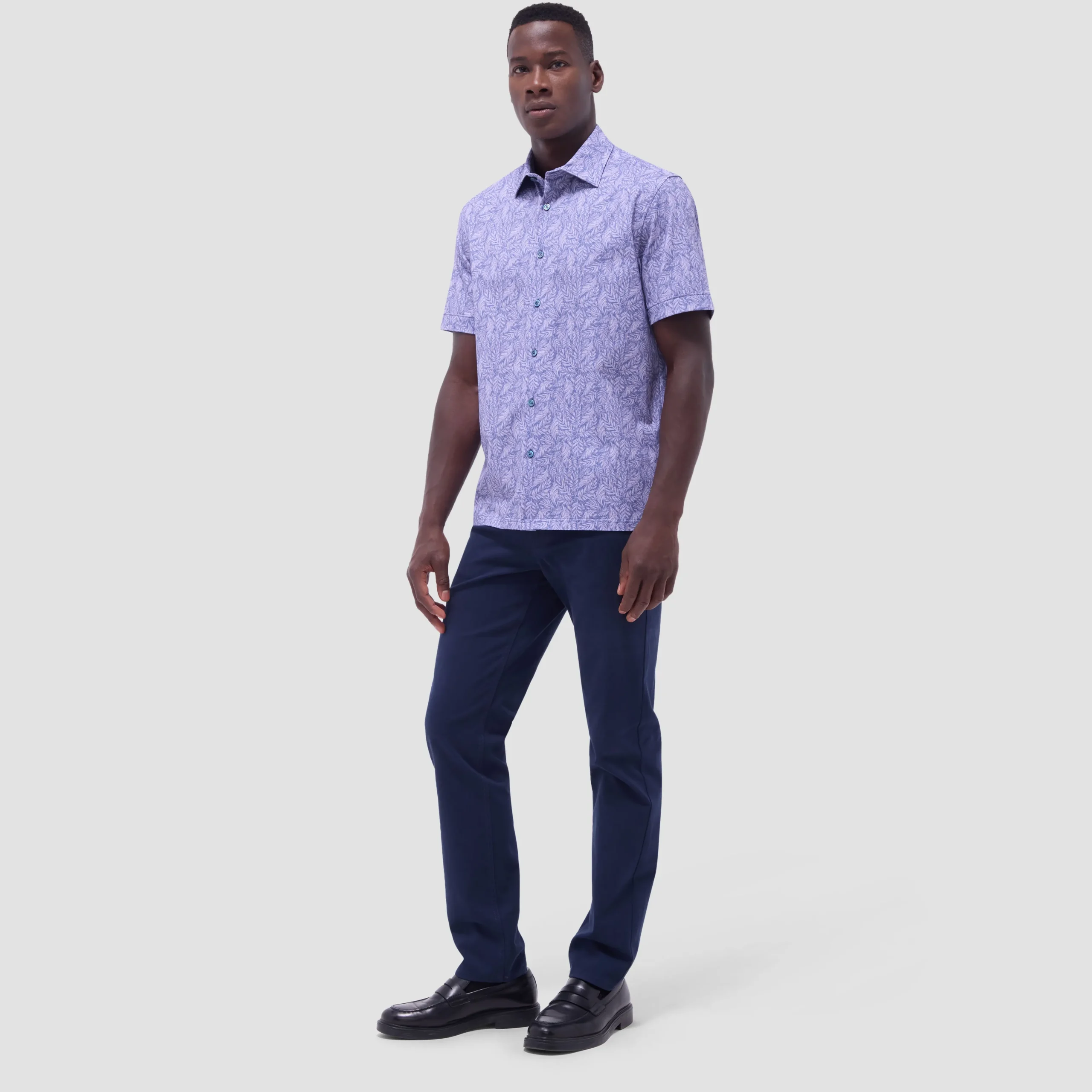 Milo Leaf Print OoohCotton Short-Sleeve Shirt