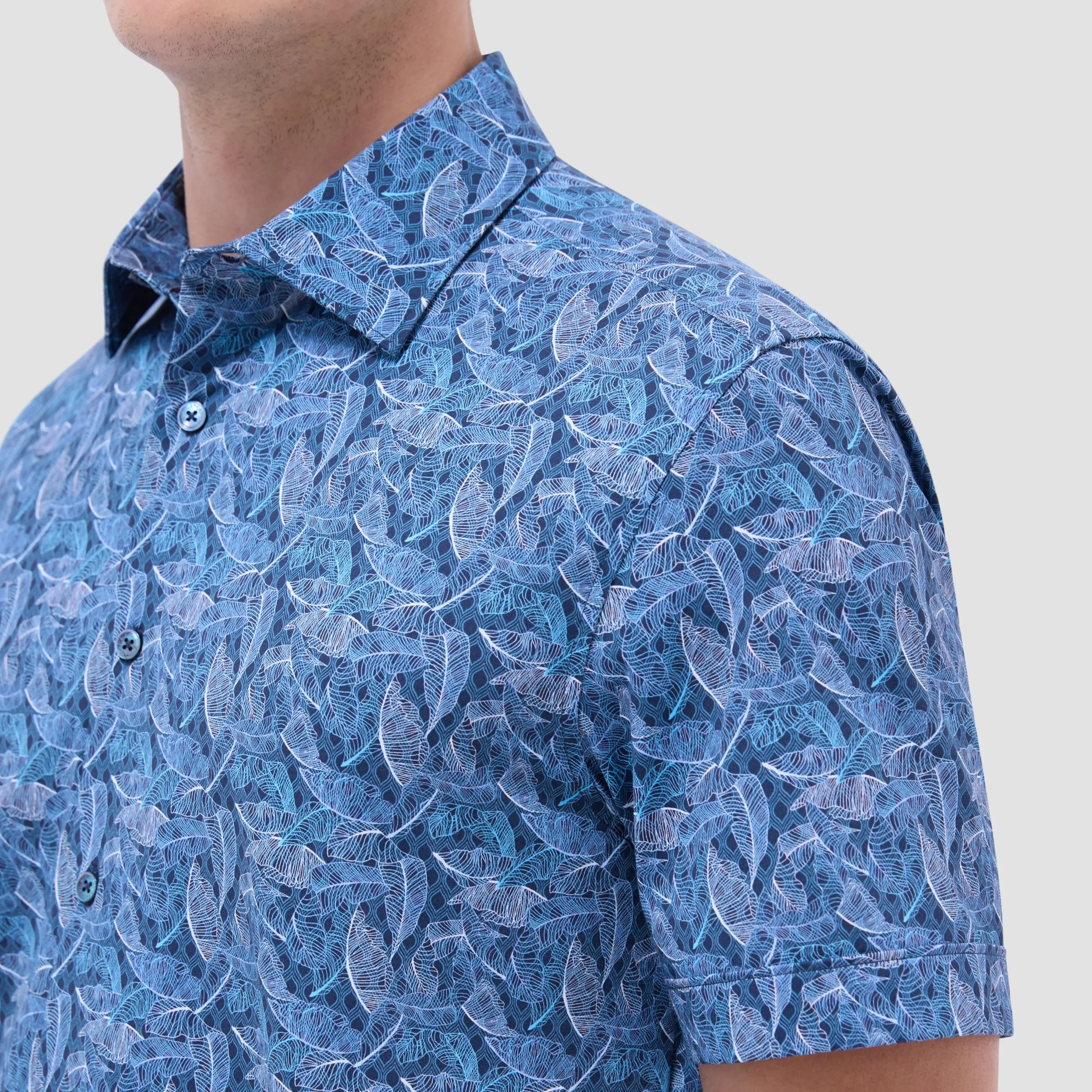 Milo Leaf Print OoohCotton Short-Sleeve Shirt