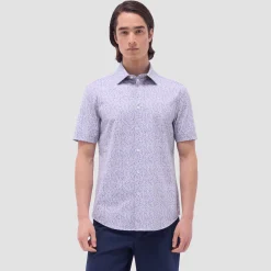 Myron Double-Sided Leaf & Check OoohCotton Short-Sleeve Shirt