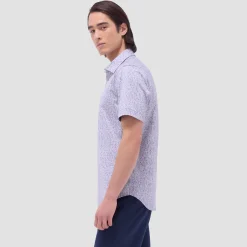 Myron Double-Sided Leaf & Check OoohCotton Short-Sleeve Shirt
