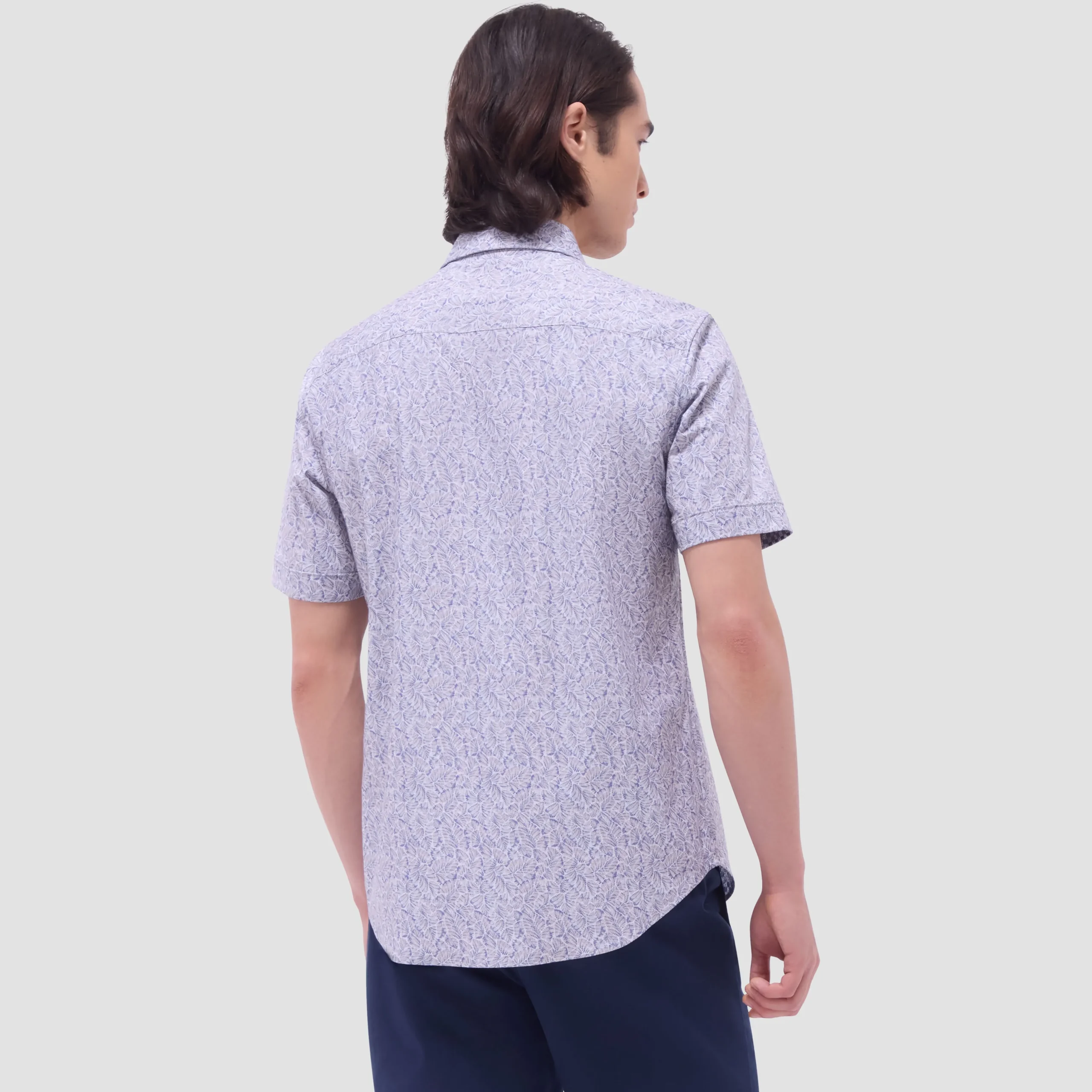 Myron Double-Sided Leaf & Check OoohCotton Short-Sleeve Shirt