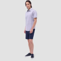 Myron Double-Sided Leaf & Check OoohCotton Short-Sleeve Shirt