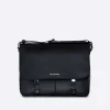 Nylon Messenger Bag with Leather Trim