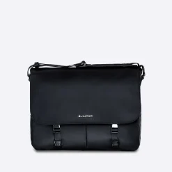 Nylon Messenger Bag with Leather Trim