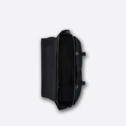 Nylon Messenger Bag with Leather Trim
