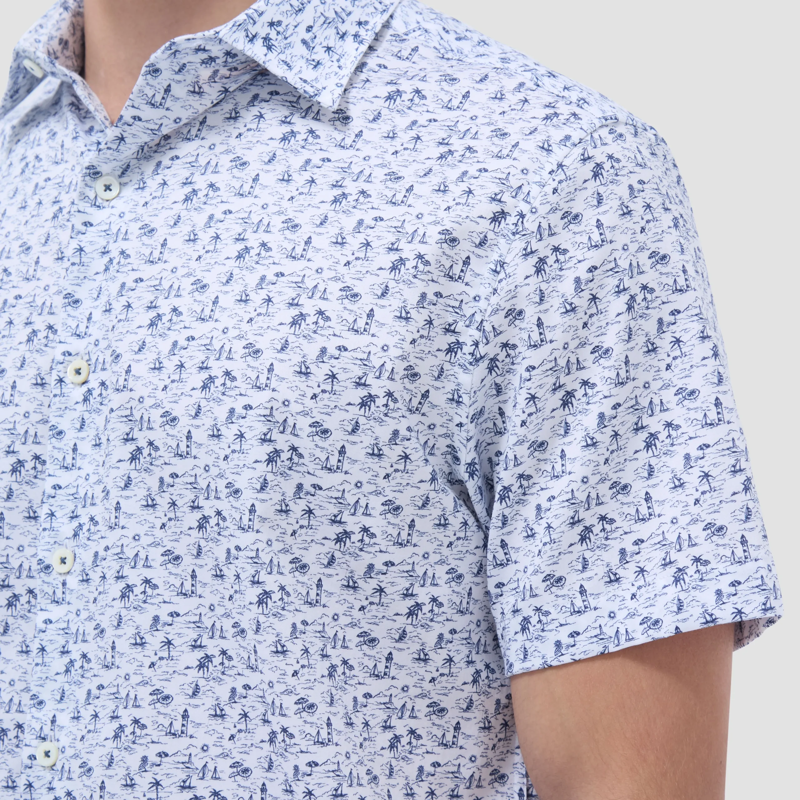 Orson Coastal Toile Short-Sleeve Shirt