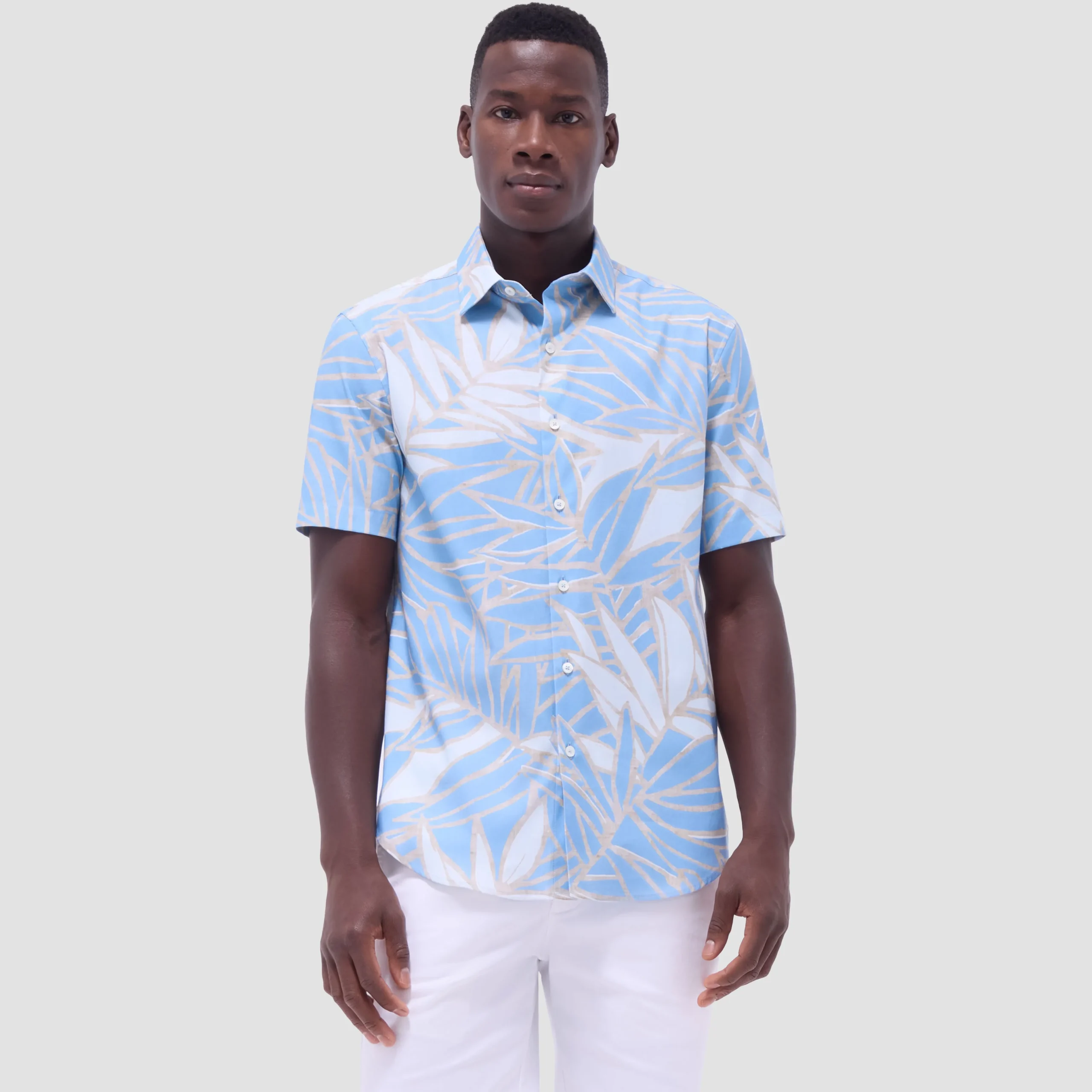 Orson Leaf Print Short-Sleeve Shirt