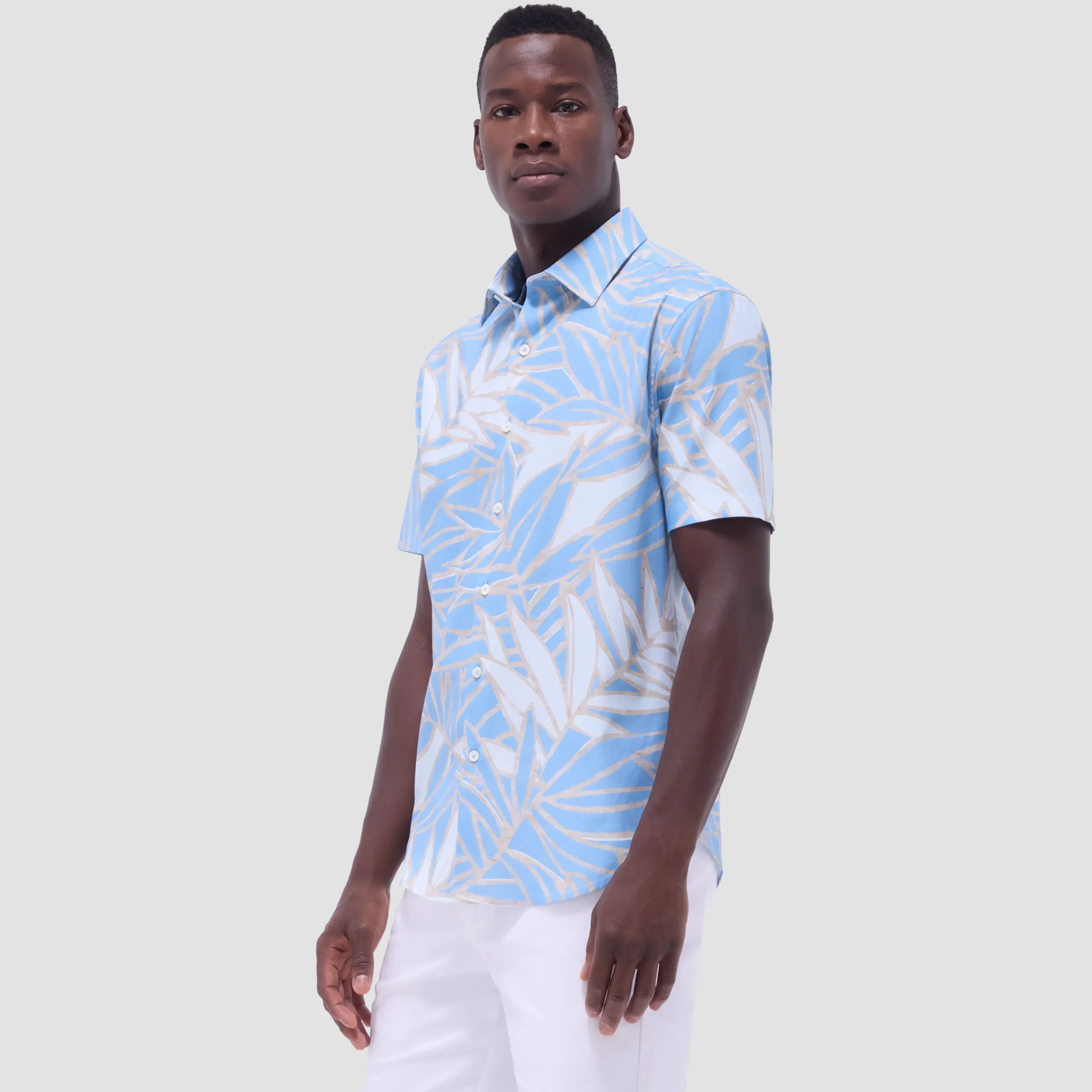Orson Leaf Print Short-Sleeve Shirt