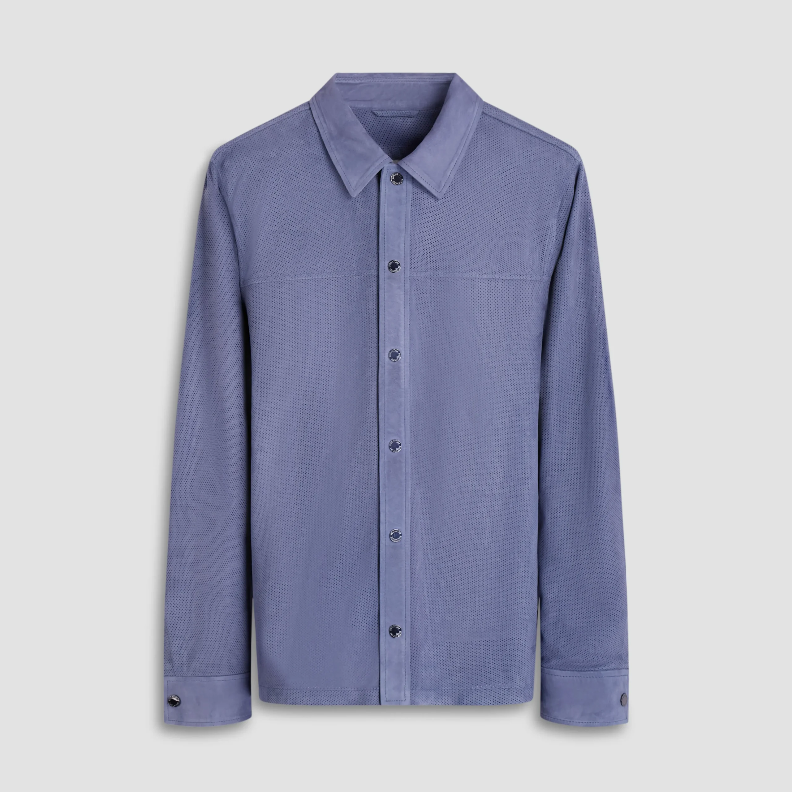 Perforated Suede Shirt Jacket