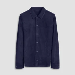 Perforated Suede Shirt Jacket