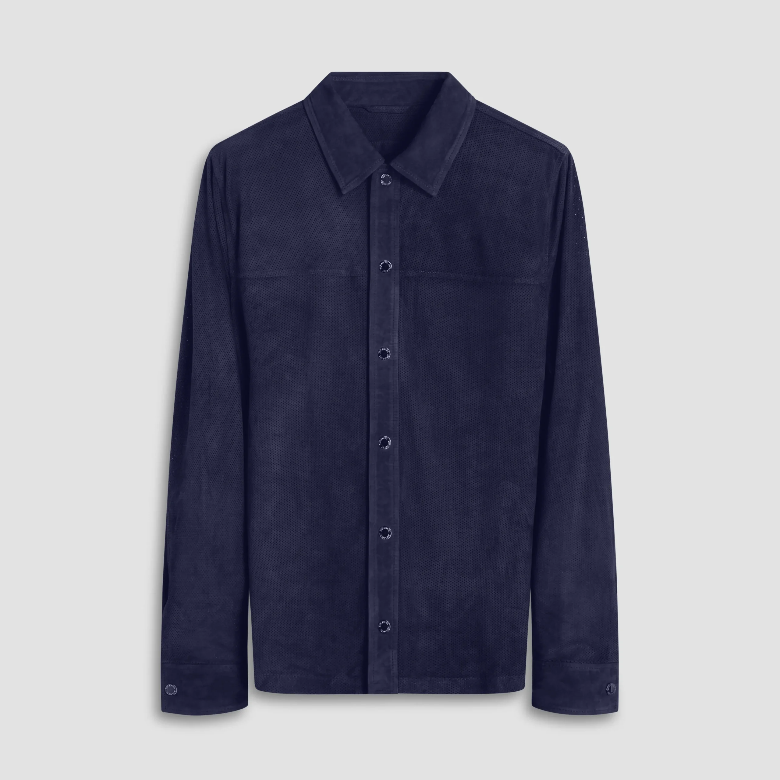 Perforated Suede Shirt Jacket