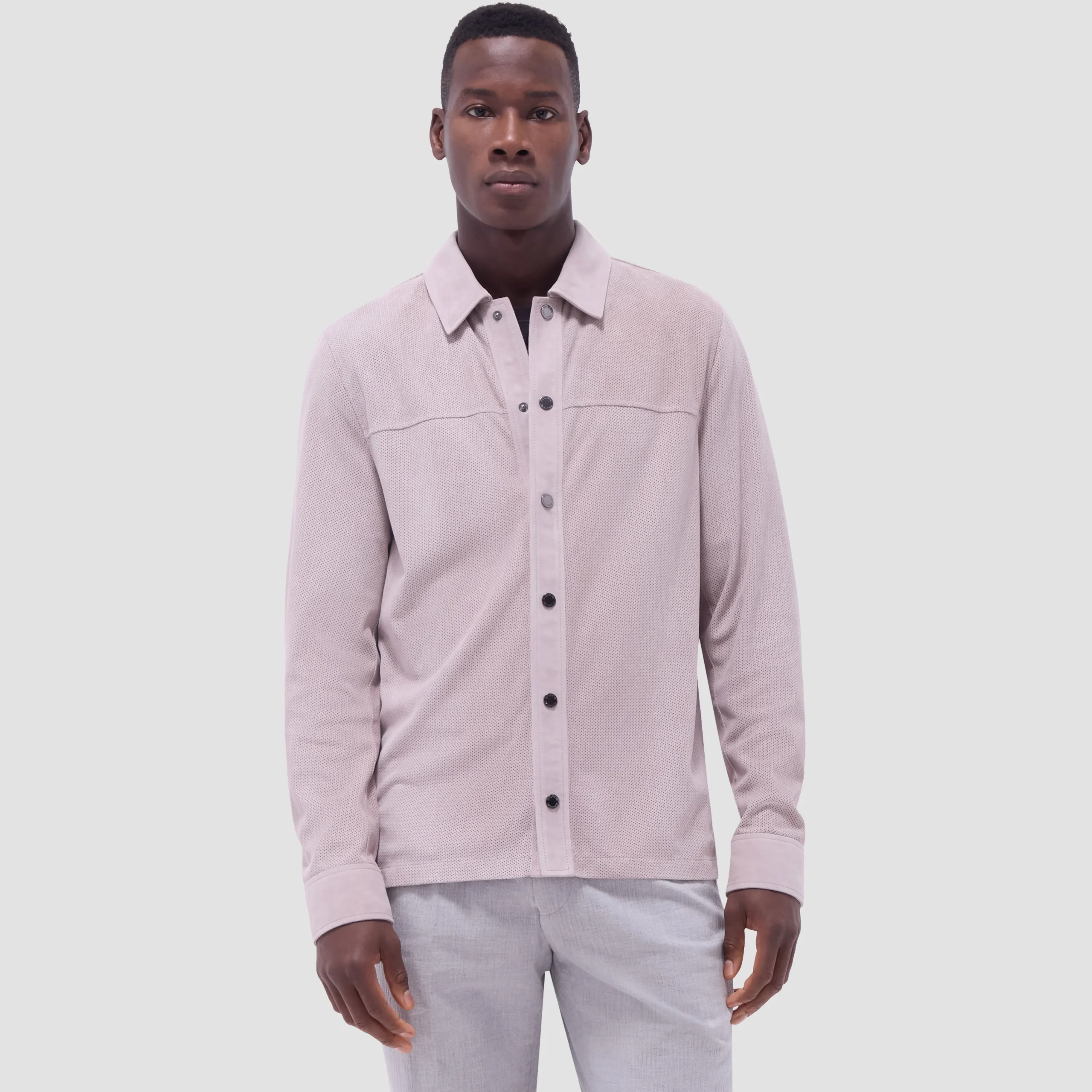 Perforated Suede Shirt Jacket