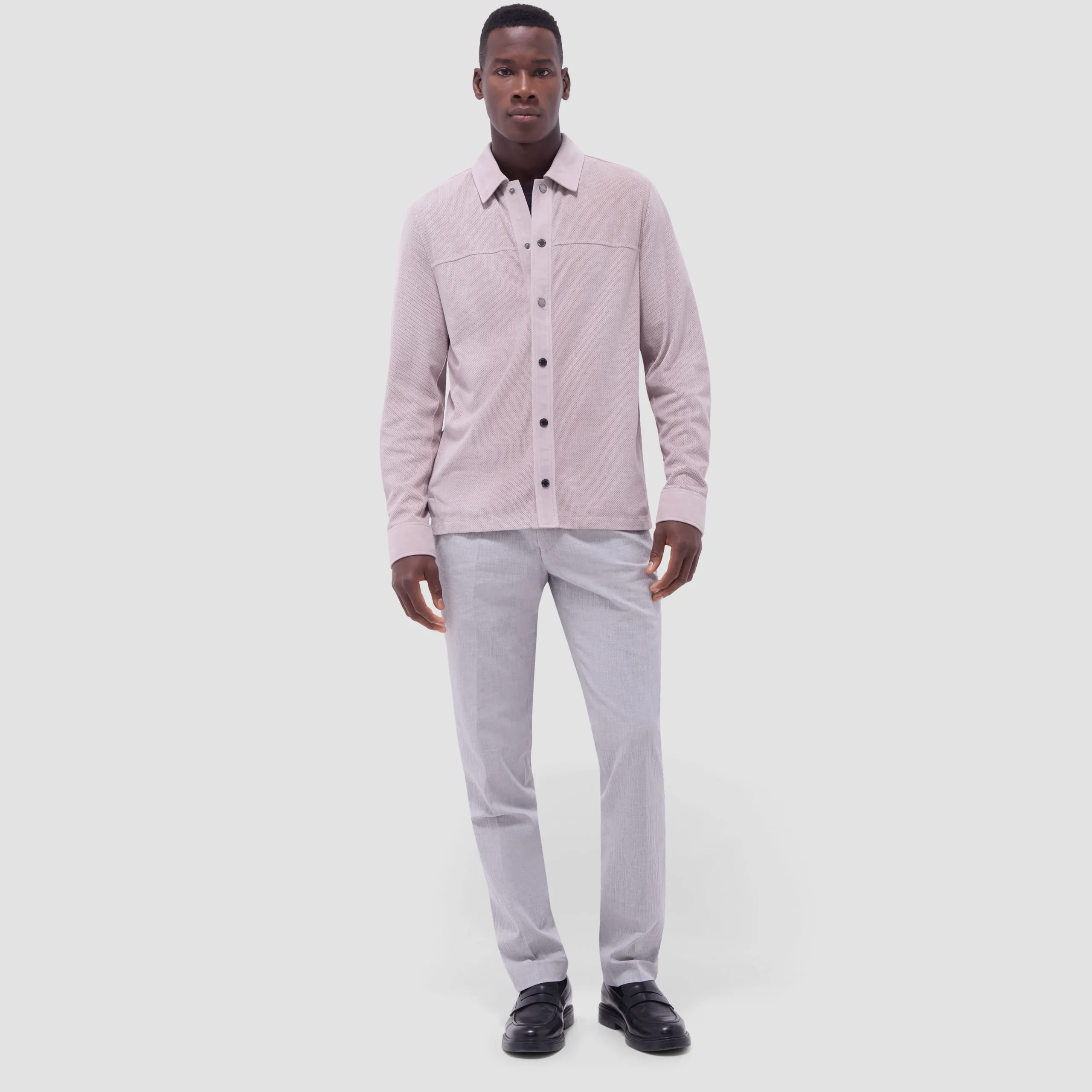 Perforated Suede Shirt Jacket