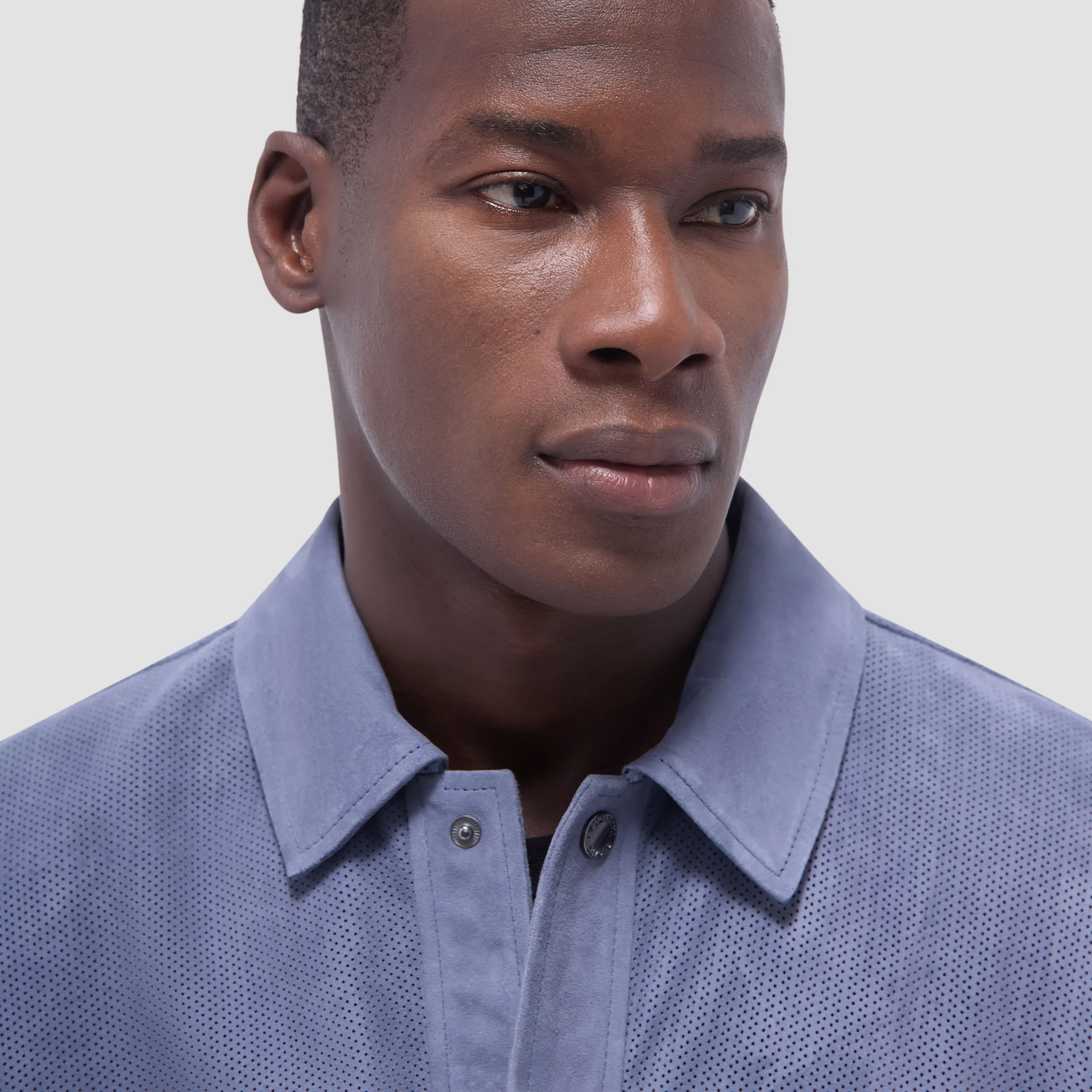 Perforated Suede Shirt Jacket