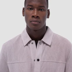 Perforated Suede Shirt Jacket