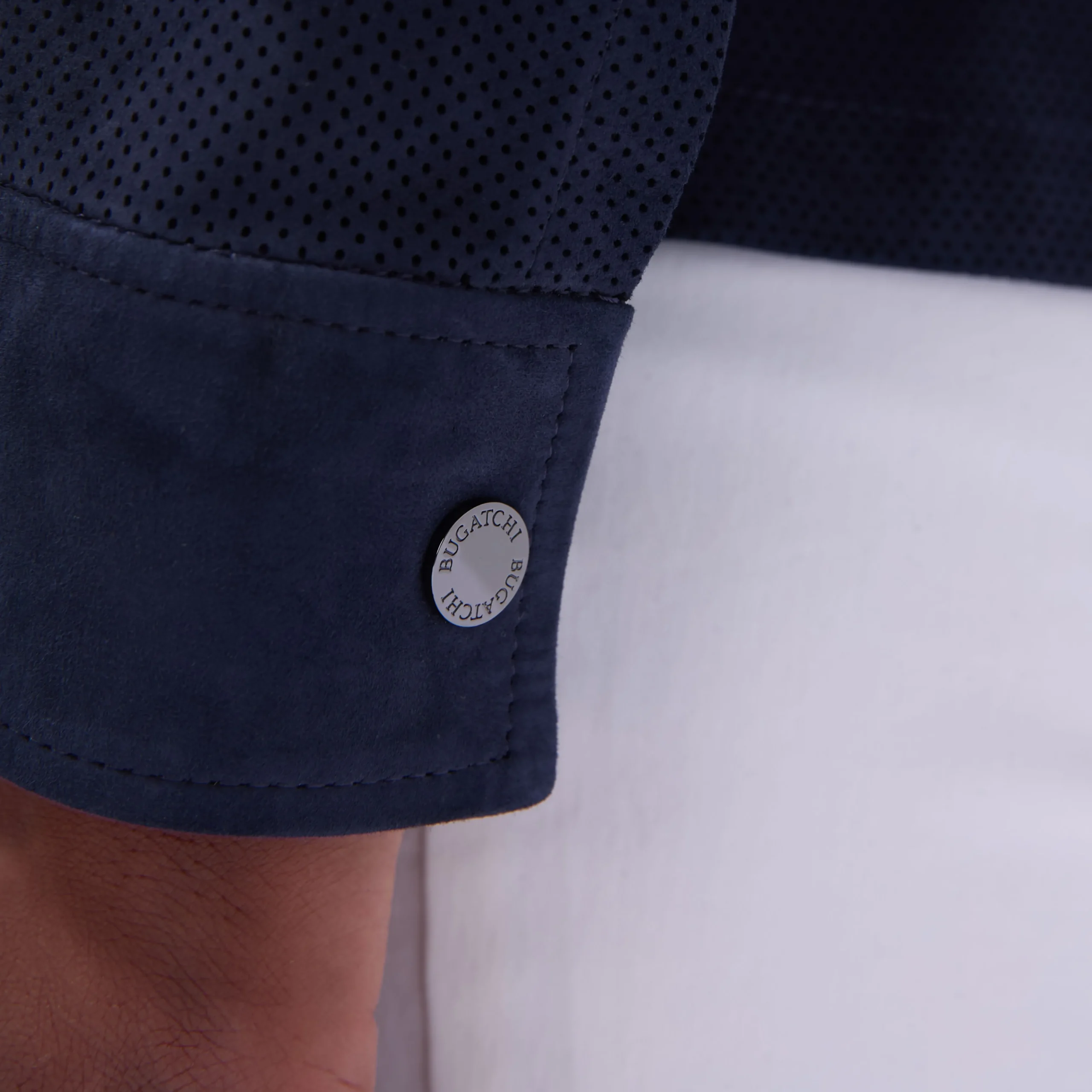 Perforated Suede Shirt Jacket