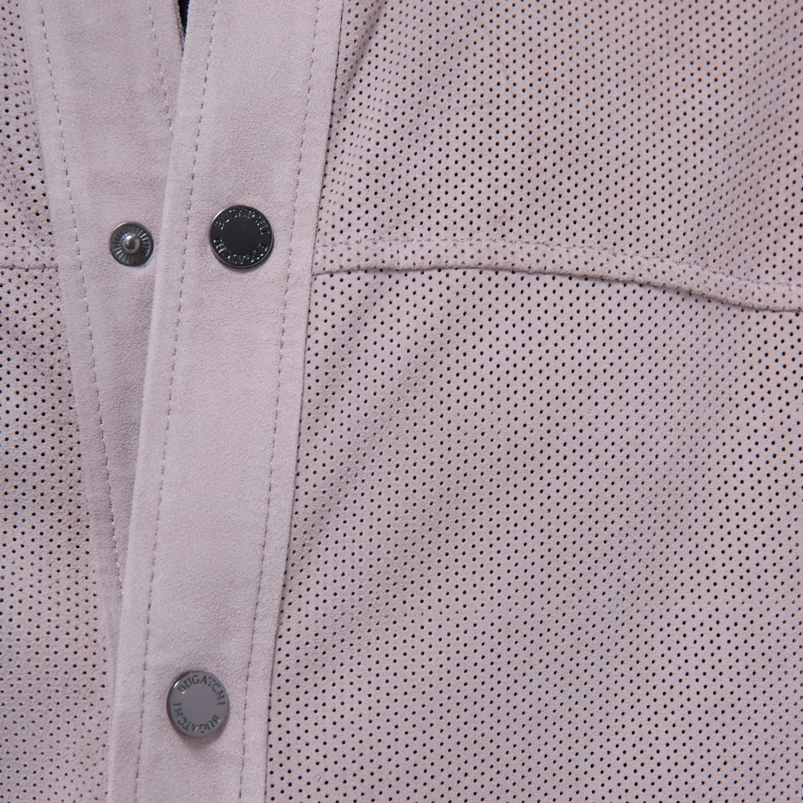 Perforated Suede Shirt Jacket