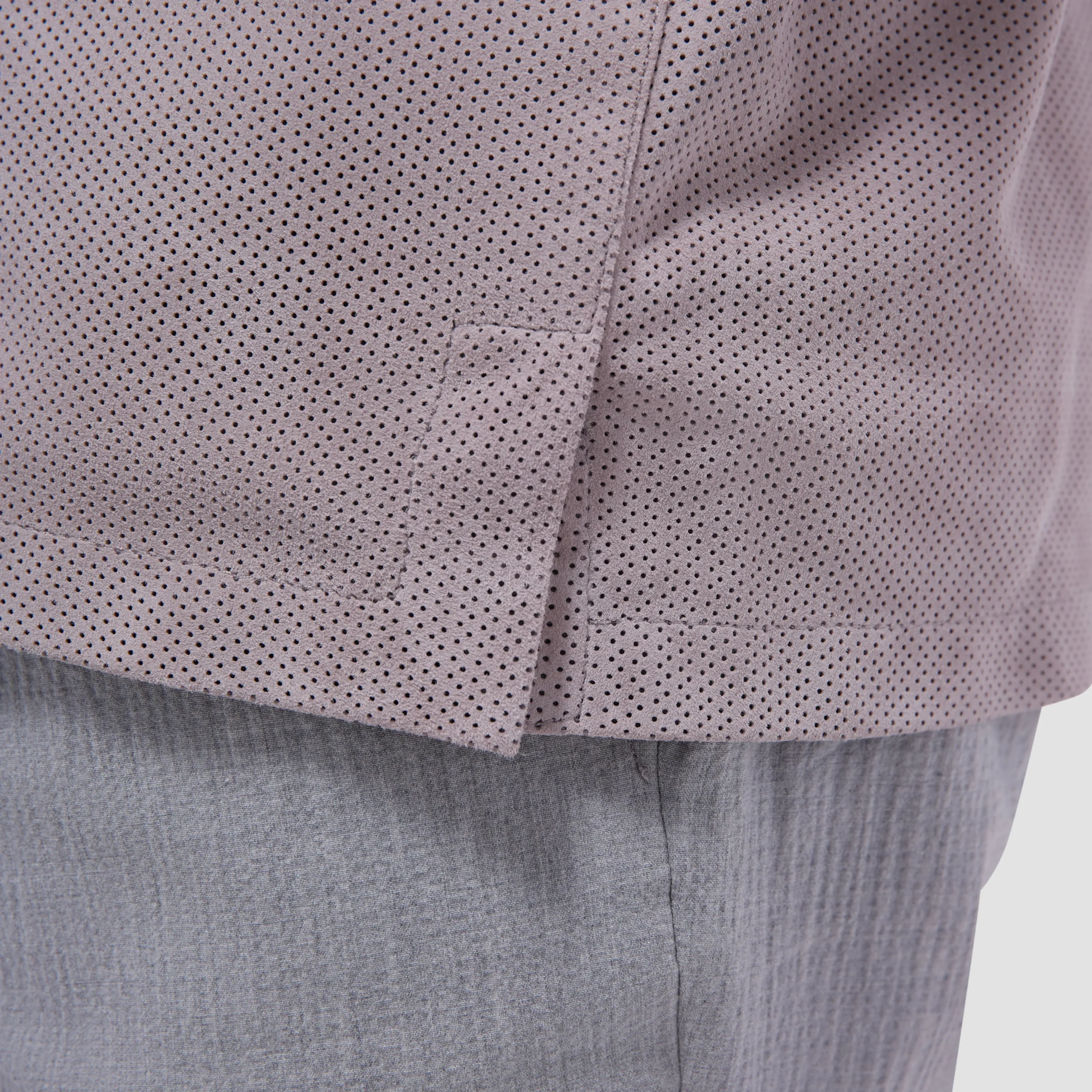 Perforated Suede Shirt Jacket