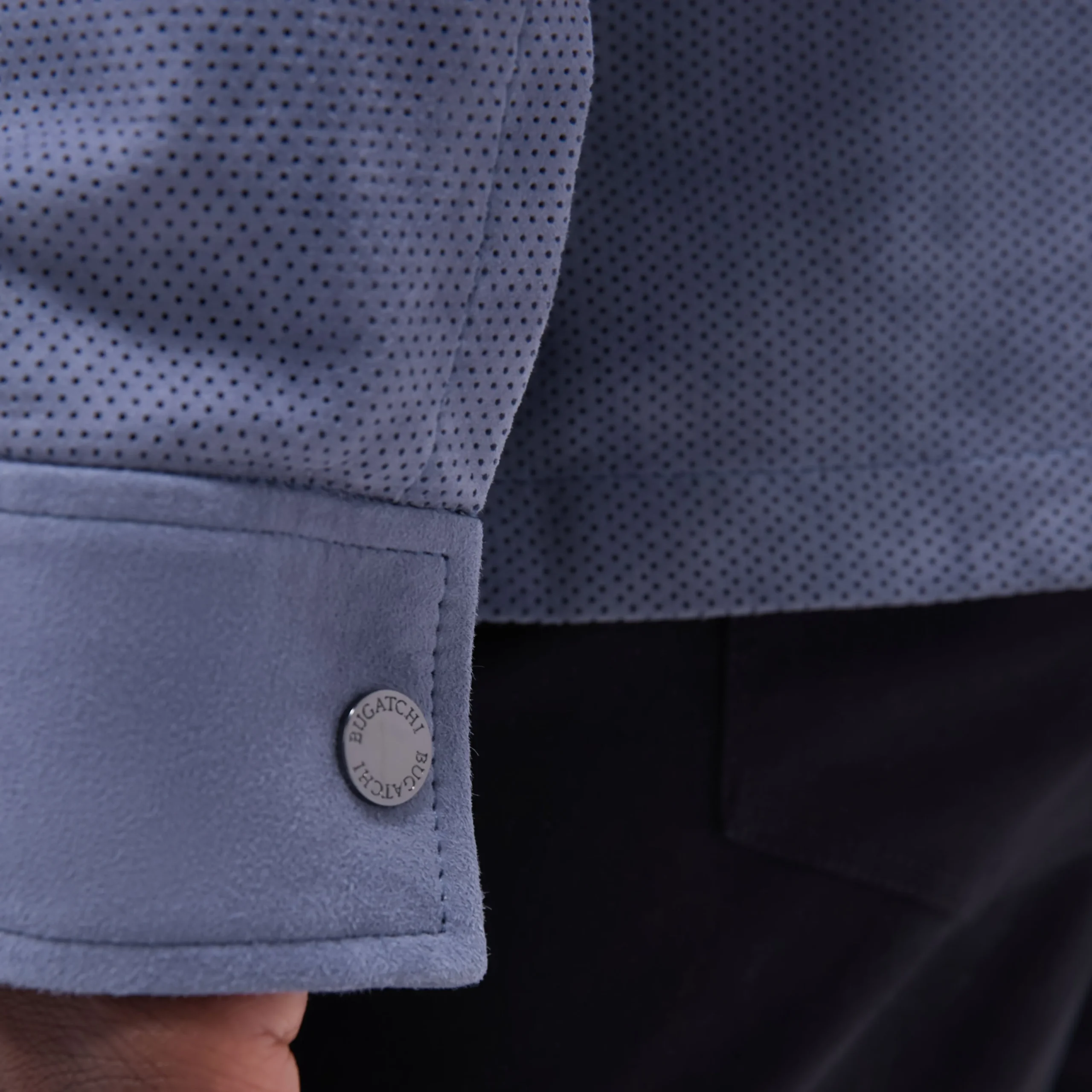 Perforated Suede Shirt Jacket