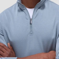 Soft Touch Solid Quarter-Zip Pullover With Hood