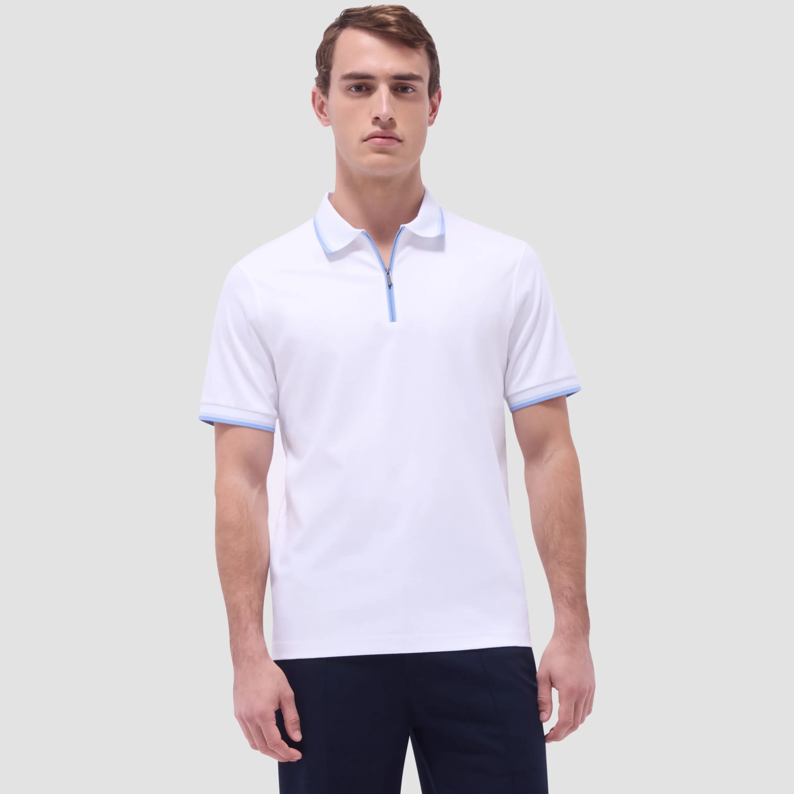 Solid Quarter-Zip Polo Shirt