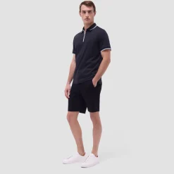 Solid Quarter-Zip Polo Shirt