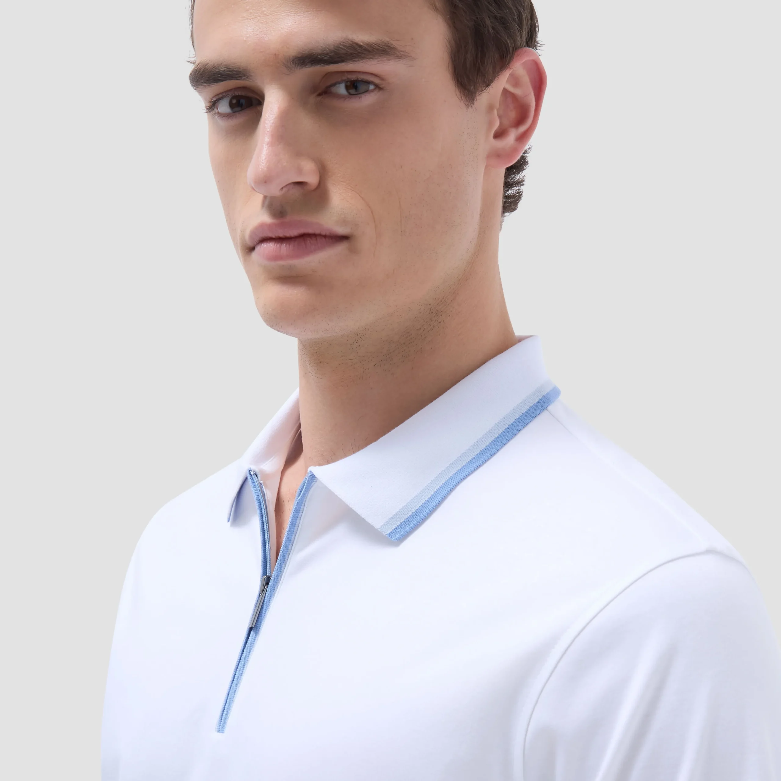 Solid Quarter-Zip Polo Shirt