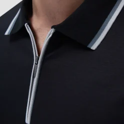 Solid Quarter-Zip Polo Shirt