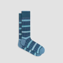 Striped Hound's Tooth Mid-Calf Socks