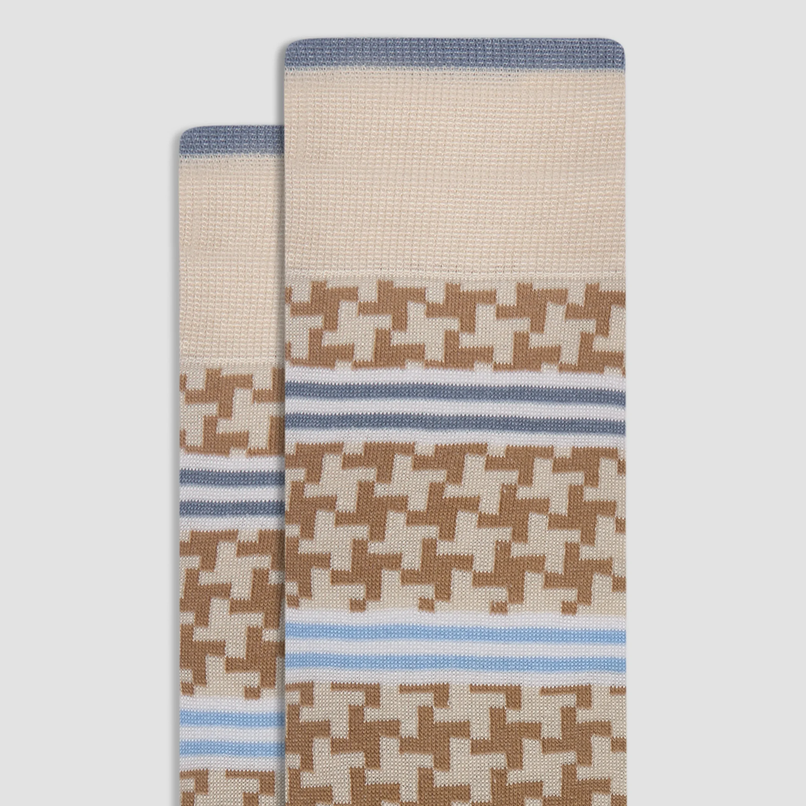Striped Hound's Tooth Mid-Calf Socks